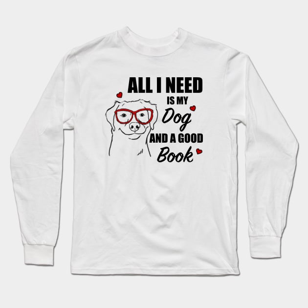 Dog Lover, Book Lover, Dogs and Books Long Sleeve T-Shirt by sockdogs